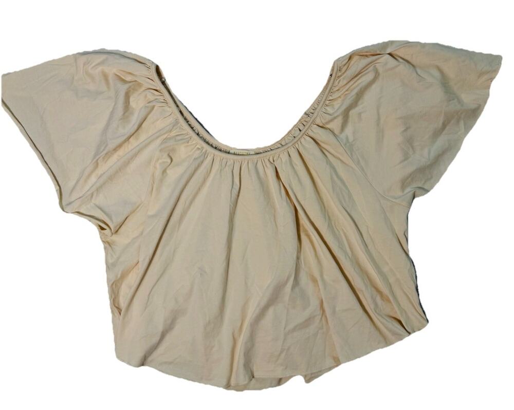 New Nation Ltd. Butter Yellow 100% Organic Pima Cotton Shirt Blouse L Feminine
